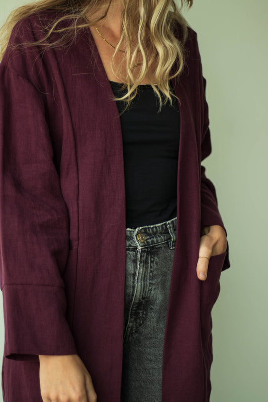 Merlot Linen Coat