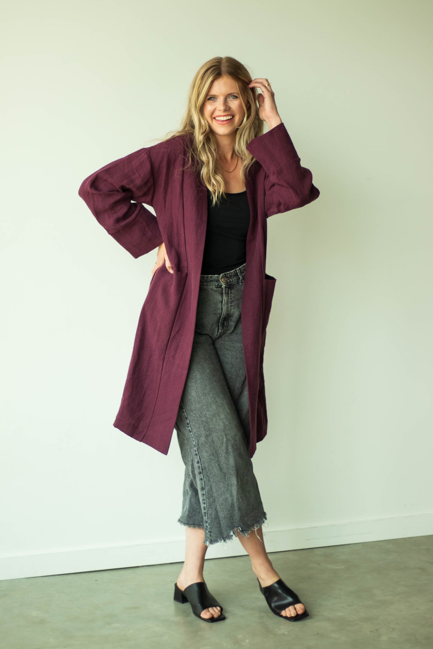 Merlot Linen Coat